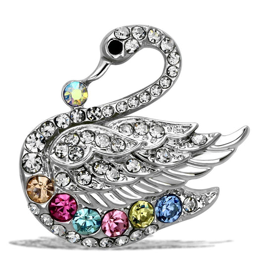 LO2788 - Imitation Rhodium White Metal Brooches with Top Grade Crystal  in Multi Color-0