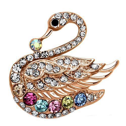 LO2789 - Flash Rose Gold White Metal Brooches with Top Grade Crystal  in Multi Color-0