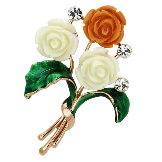 LO2790 - Flash Rose Gold White Metal Brooches with Synthetic Synthetic Stone in Multi Color-0