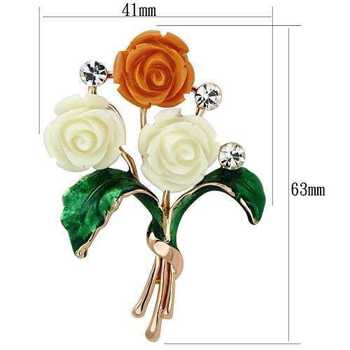 LO2790 - Flash Rose Gold White Metal Brooches with Synthetic Synthetic Stone in Multi Color-1