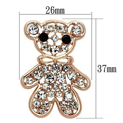 LO2792 - Flash Rose Gold White Metal Brooches with Top Grade Crystal  in Clear-1