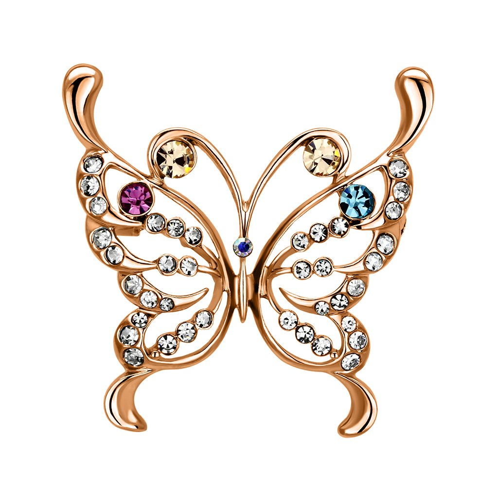 LO2793 - Imitation Rhodium White Metal Brooches with Top Grade Crystal  in Multi Color-0