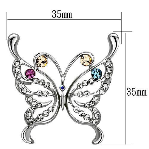 LO2793 - Imitation Rhodium White Metal Brooches with Top Grade Crystal  in Multi Color-1