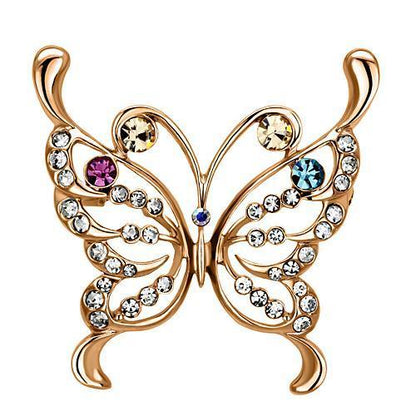 LO2794 - Flash Rose Gold White Metal Brooches with Top Grade Crystal  in Multi Color-0