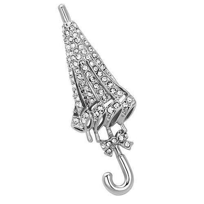 LO2795 - Imitation Rhodium White Metal Brooches with Top Grade Crystal  in Clear-0