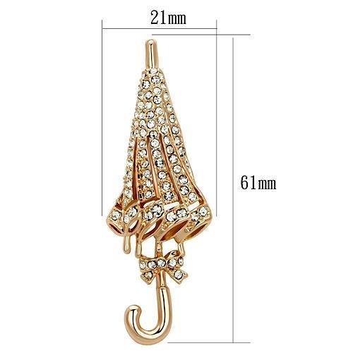 LO2796 - Flash Rose Gold White Metal Brooches with Top Grade Crystal  in Clear-1