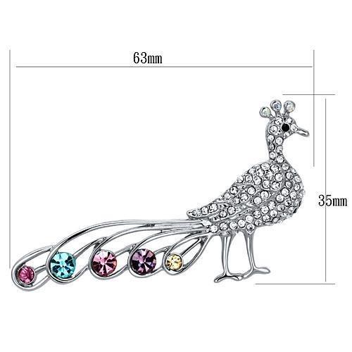 LO2797 - Imitation Rhodium White Metal Brooches with Top Grade Crystal  in Multi Color-1