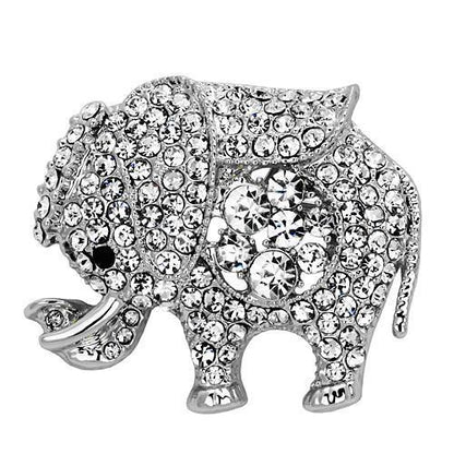LO2803 - Imitation Rhodium White Metal Brooches with Top Grade Crystal  in Clear-0