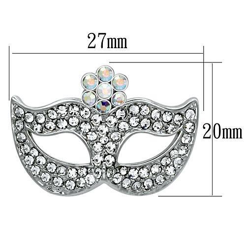 LO2807 - Imitation Rhodium White Metal Brooches with Top Grade Crystal  in Aurora Borealis (Rainbow Effect)-1