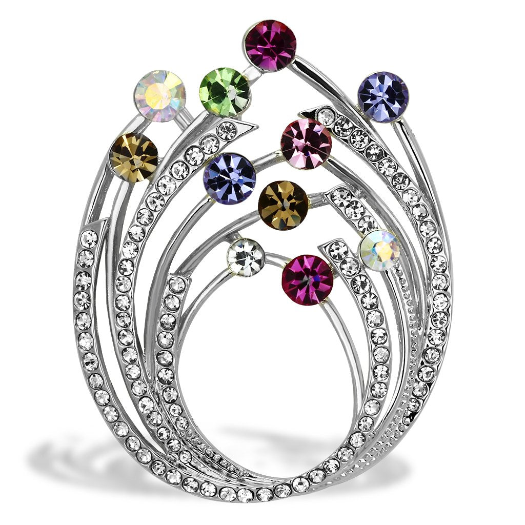 LO2811 - Imitation Rhodium White Metal Brooches with Top Grade Crystal  in Multi Color-0