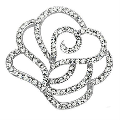 LO2813 - Imitation Rhodium White Metal Brooches with Top Grade Crystal  in Clear-0