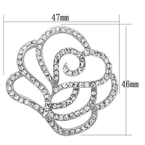 LO2813 - Imitation Rhodium White Metal Brooches with Top Grade Crystal  in Clear-1