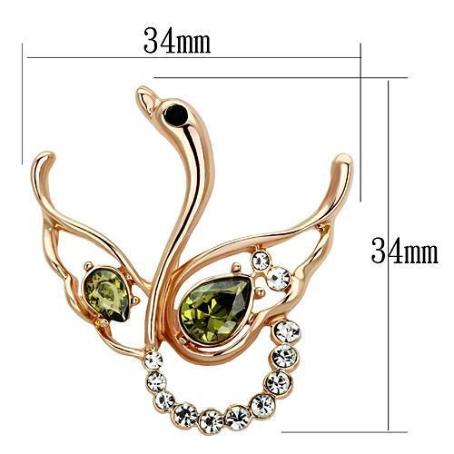 LO2816 - Flash Gold White Metal Brooches with Top Grade Crystal  in Olivine color-1