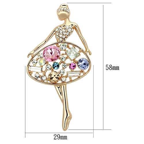 LO2818 - Flash Rose Gold White Metal Brooches with Top Grade Crystal  in Multi Color-1