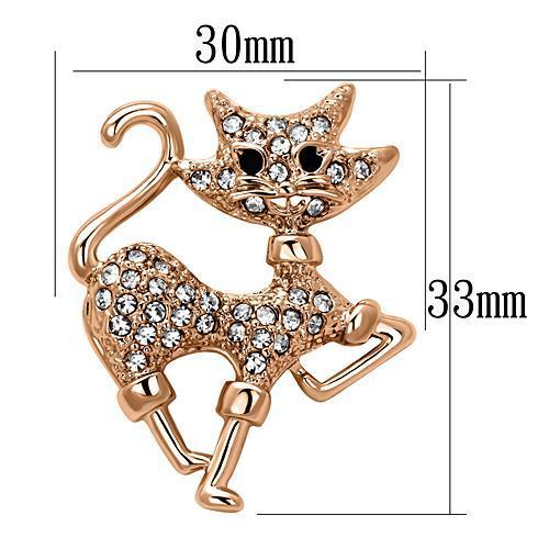 LO2820 - Flash Rose Gold White Metal Brooches with Top Grade Crystal  in Clear-1