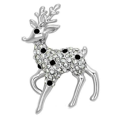 LO2821 - Imitation Rhodium White Metal Brooches with Top Grade Crystal  in Jet-0