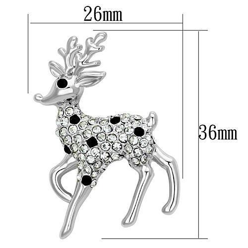 LO2821 - Imitation Rhodium White Metal Brooches with Top Grade Crystal  in Jet-1
