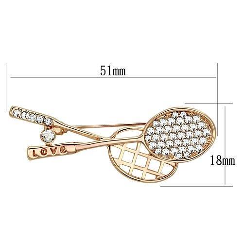 LO2828 - Flash Rose Gold White Metal Brooches with Top Grade Crystal  in Clear-1
