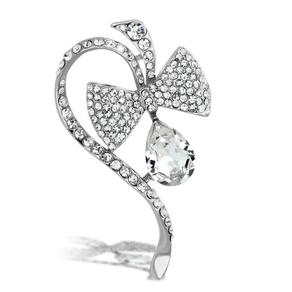 LO2832 - Flash Rose Gold White Metal Brooches with Synthetic Synthetic Glass in Clear-0