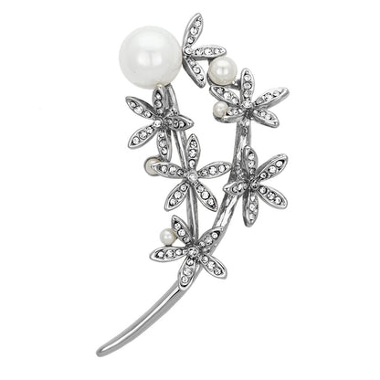 LO2834 - Flash Rose Gold White Metal Brooches with Synthetic Pearl in White-0