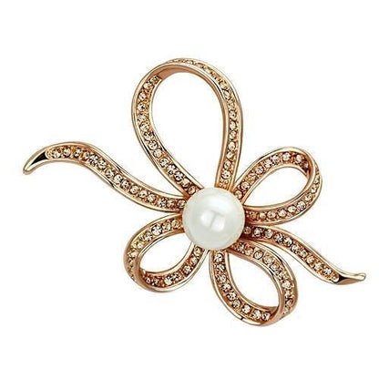 LO2841 - Flash Rose Gold White Metal Brooches with Synthetic Pearl in White-0