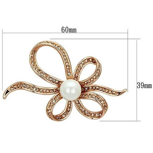 LO2841 - Flash Rose Gold White Metal Brooches with Synthetic Pearl in White-1