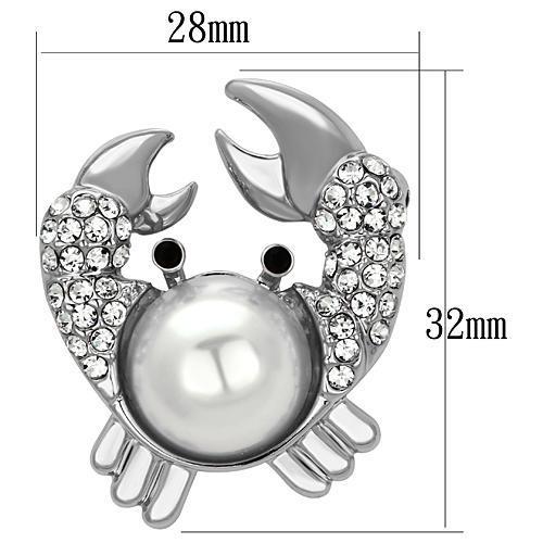 LO2842 - Imitation Rhodium White Metal Brooches with Synthetic Pearl in White-1