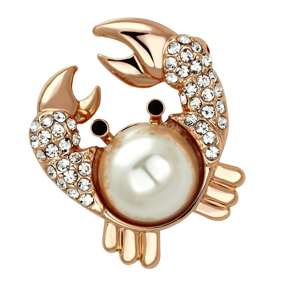 LO2843 - Flash Rose Gold White Metal Brooches with Synthetic Pearl in White-0