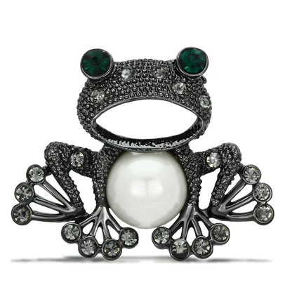 LO2845 - Ruthenium White Metal Brooches with Synthetic Pearl in White-0
