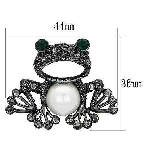 LO2845 - Ruthenium White Metal Brooches with Synthetic Pearl in White-1