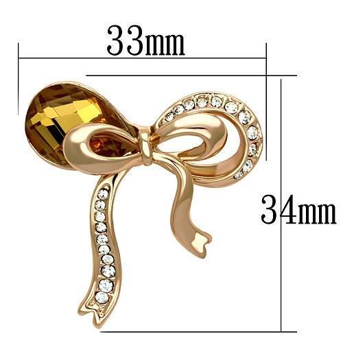LO2847 - Flash Rose Gold White Metal Brooches with Synthetic Glass Bead in Topaz-1
