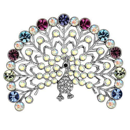 LO2848 - Imitation Rhodium White Metal Brooches with Top Grade Crystal  in Multi Color-0