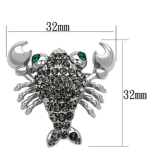 LO2850 - Imitation Rhodium White Metal Brooches with Top Grade Crystal  in Emerald-1