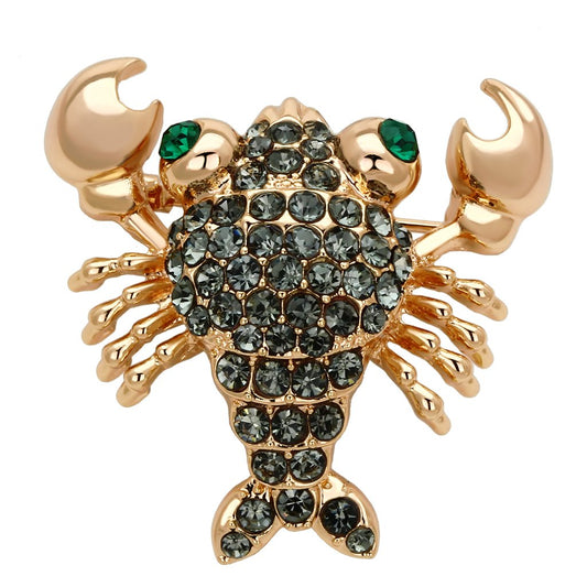 LO2851 - Flash Rose Gold White Metal Brooches with Top Grade Crystal  in Emerald-0