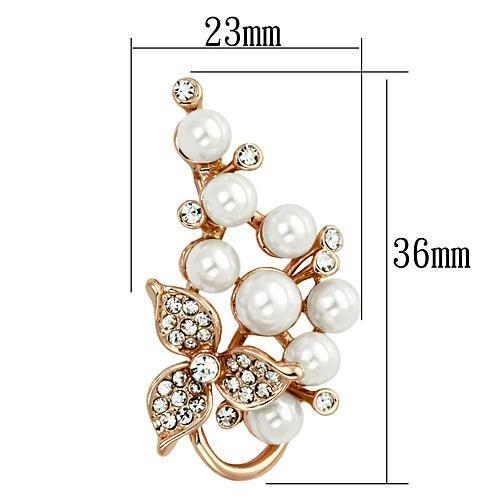 LO2853 - Flash Rose Gold White Metal Brooches with Synthetic Pearl in White-1