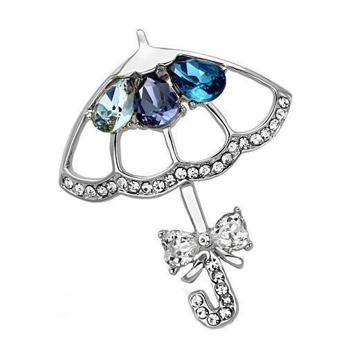 LO2854 - Imitation Rhodium White Metal Brooches with Synthetic Glass Bead in Multi Color-0