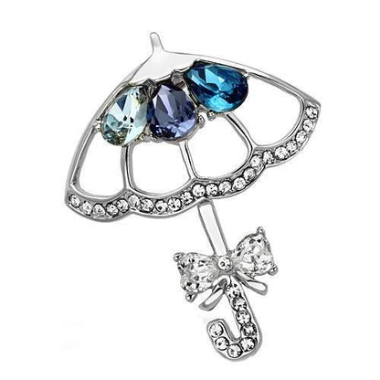 LO2854 - Imitation Rhodium White Metal Brooches with Synthetic Glass Bead in Multi Color-0