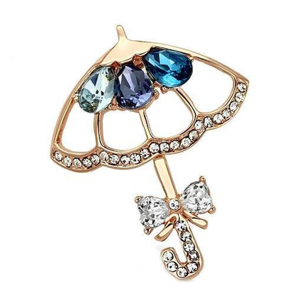 LO2855 - Flash Rose Gold White Metal Brooches with Synthetic Glass Bead in Multi Color-0