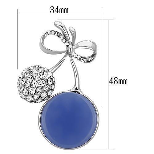 LO2856 - Imitation Rhodium White Metal Brooches with Synthetic Synthetic Stone in Capri Blue-1