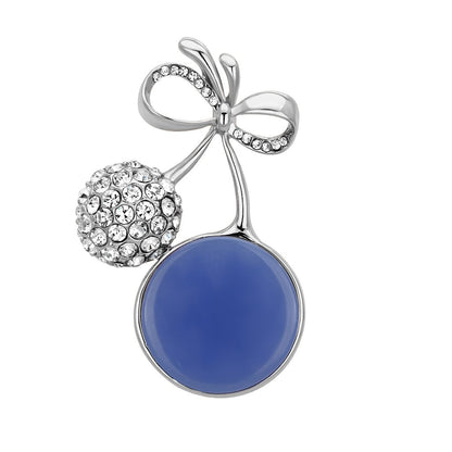 LO2857 - Flash Rose Gold White Metal Brooches with Synthetic Synthetic Stone in Capri Blue-0