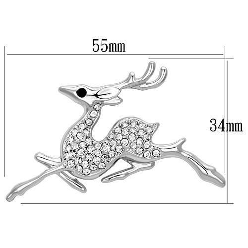 LO2858 - Imitation Rhodium White Metal Brooches with Top Grade Crystal  in Clear-1