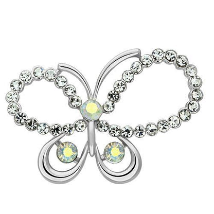 LO2864 - Imitation Rhodium White Metal Brooches with Top Grade Crystal  in Aurora Borealis (Rainbow Effect)-0
