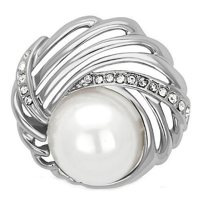 LO2866 - Imitation Rhodium White Metal Brooches with Synthetic Pearl in White-0