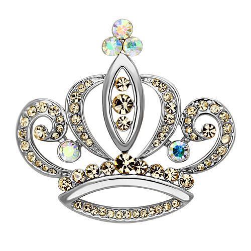 LO2870 - Imitation Rhodium White Metal Brooches with Top Grade Crystal  in Multi Color-0