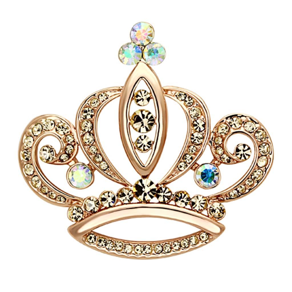 LO2871 - Flash Rose Gold White Metal Brooches with Top Grade Crystal  in Multi Color-0