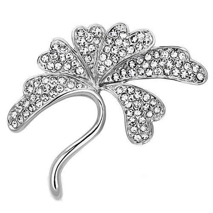 LO2874 - Imitation Rhodium White Metal Brooches with Top Grade Crystal  in Clear-0
