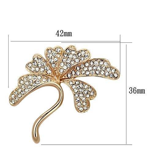 LO2875 - Flash Rose Gold White Metal Brooches with Top Grade Crystal  in Clear-1
