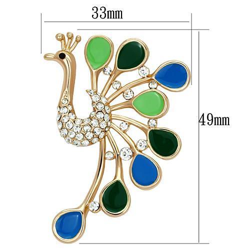 LO2881 - Flash Rose Gold White Metal Brooches with Top Grade Crystal  in Clear-1