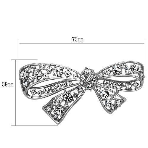 LO2882 - Imitation Rhodium White Metal Brooches with Top Grade Crystal  in Clear-1