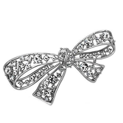 LO2882 - Imitation Rhodium White Metal Brooches with Top Grade Crystal  in Clear-0